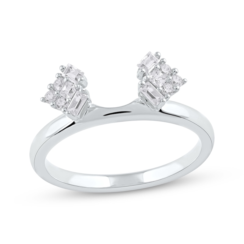 Main Image 1 of Now + Forever Baguette, Princess & Round-Cut Diamond Enhancer Ring 1/4 ct tw 14K White Gold