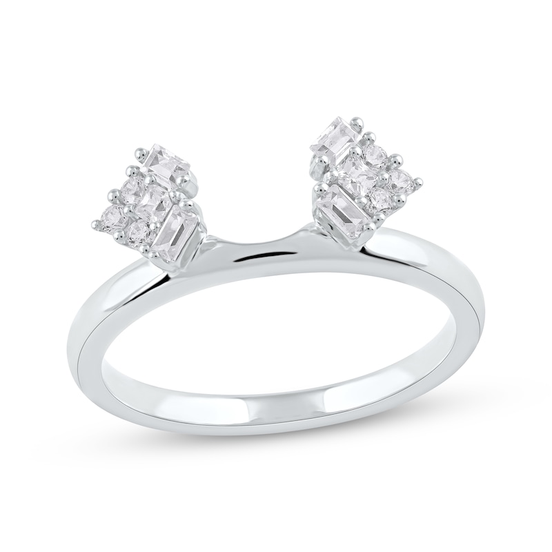 Round & Baguette Diamond Ring Insert in 14k White Gold