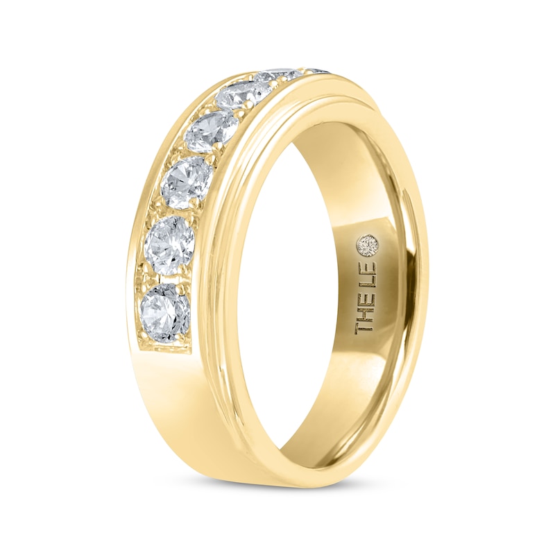 Main Image 2 of Men's THE LEO Diamond Wedding Band 1 ct tw Round-cut 14K Yellow Gold