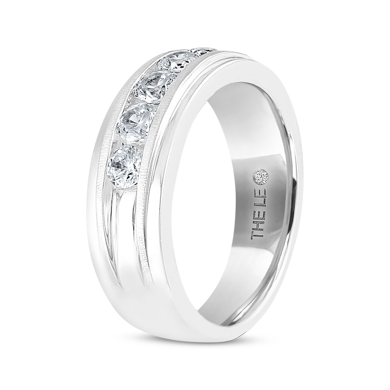 Main Image 2 of Men's THE LEO Diamond Wedding Band 1 ct tw Round-cut 14K White Gold