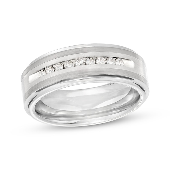 Men's Diamond Wedding Band 1/4 ct tw Tungsten Carbide & Stainless Steel 7.5mm
