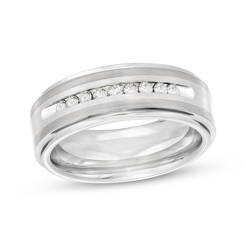 Main Image 1 of Men's Diamond Wedding Band 1/4 ct tw Tungsten Carbide & Stainless Steel 7.5mm