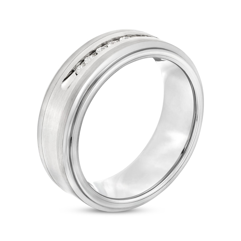 Main Image 2 of Men's Diamond Wedding Band 1/4 ct tw Tungsten Carbide & Stainless Steel 7.5mm