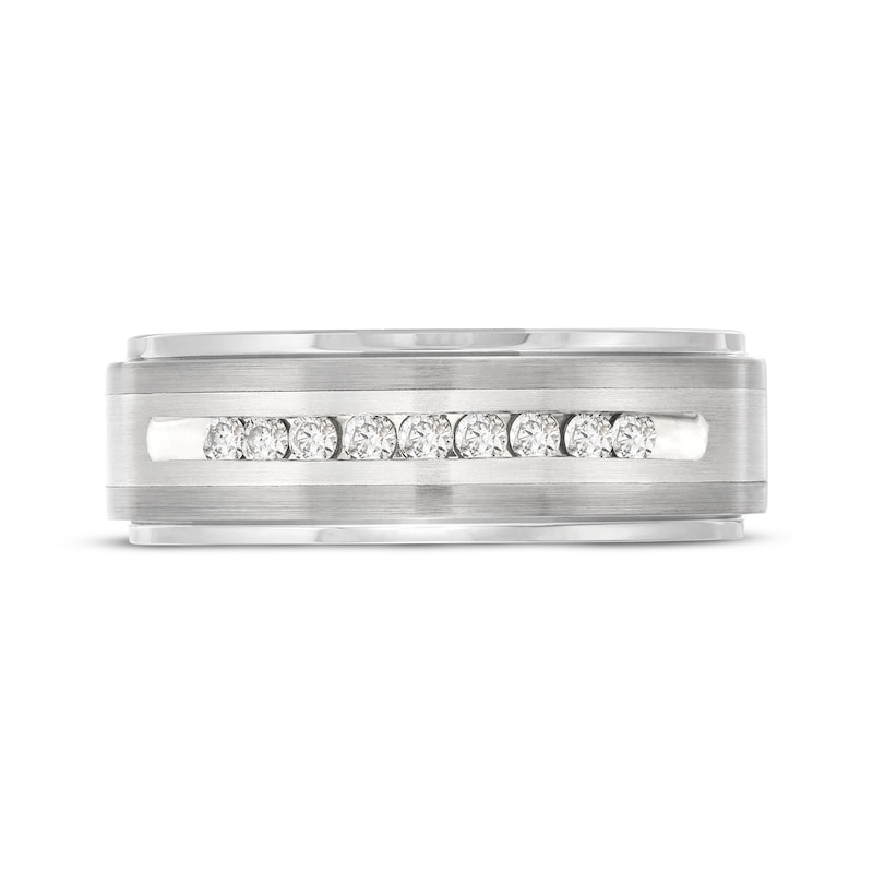 Main Image 3 of Men's Diamond Wedding Band 1/4 ct tw Tungsten Carbide & Stainless Steel 7.5mm