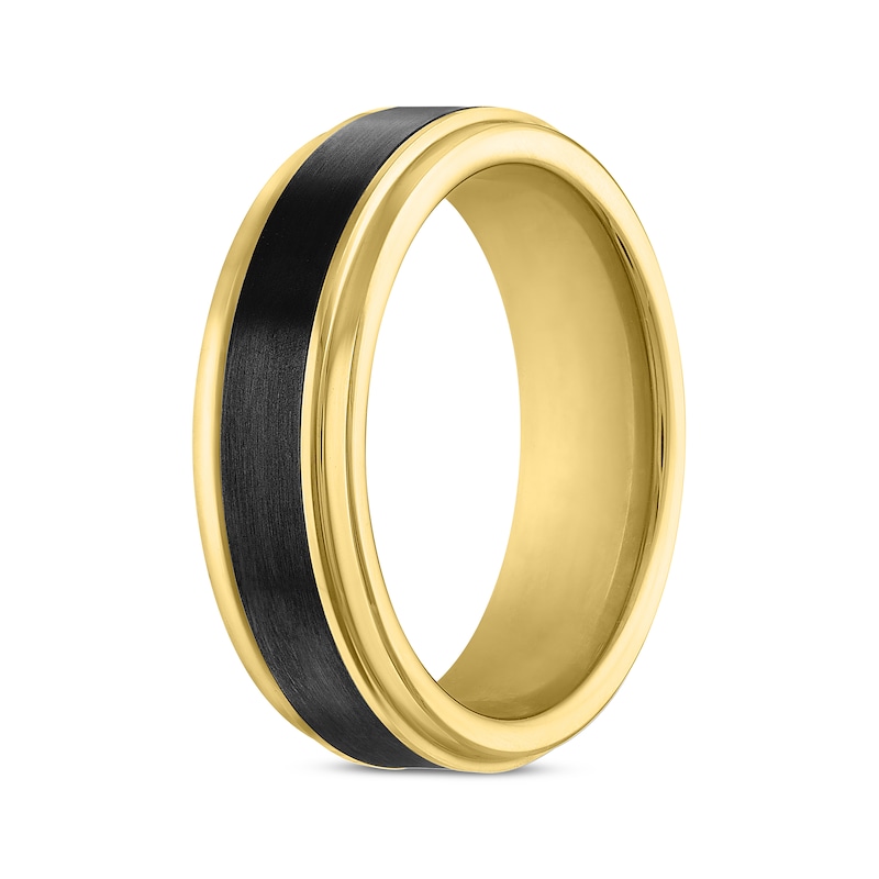 Main Image 2 of Men's Wedding Band Black & Gold Ion-Plated Tungsten Carbide 7mm