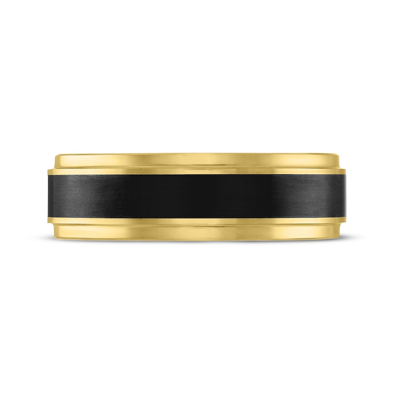 Main Image 3 of Men's Wedding Band Black & Gold Ion-Plated Tungsten Carbide 7mm