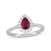Thumbnail Image 1 of Neil Lane Pear-Shaped Natural Ruby & Diamond Engagement Ring 1/2 ct tw 14K White Gold