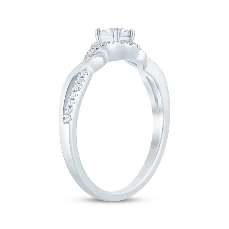 Main Image 2 of Round-Cut Diamond Halo Engagement Ring 1/4 ct tw 10K White Gold