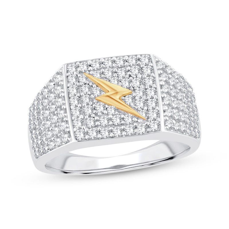 Main Image 1 of Men's Diamond Lightning Bolt Ring 1-1/2 ct tw 10K Two-Tone Gold