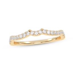 Now + Forever Lab-Grown Diamonds Contour Wedding Band 1/6 ct tw 14K Yellow Gold