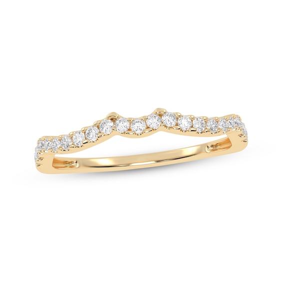 Now + Forever Lab-Grown Diamonds Contour Wedding Band 1/6 ct tw 14K Yellow Gold