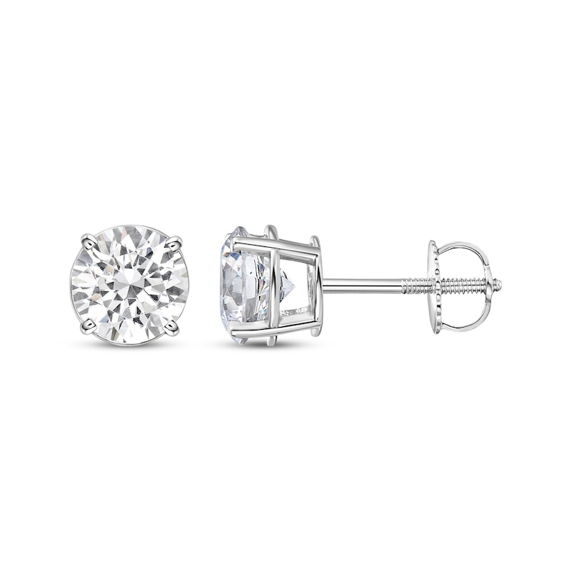 2CT Round-Cut Lab-Created Halo Screw Back Stud Earring 14k White Gold Finish