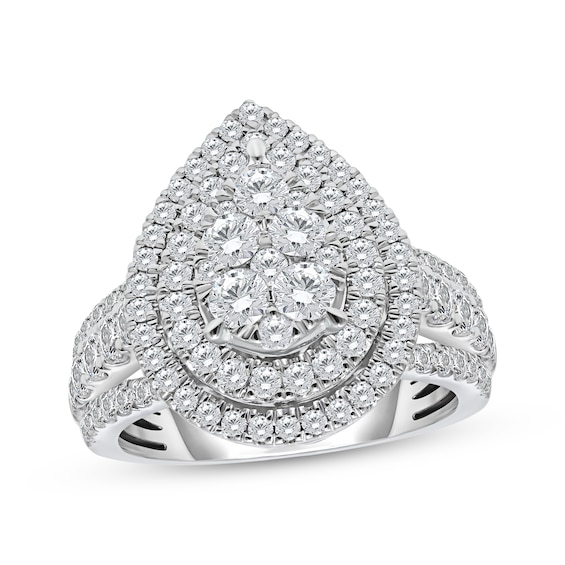 Now + Forever Multi-Diamond Center Pear-Shaped Engagement Ring 2 ct tw 10K White Gold