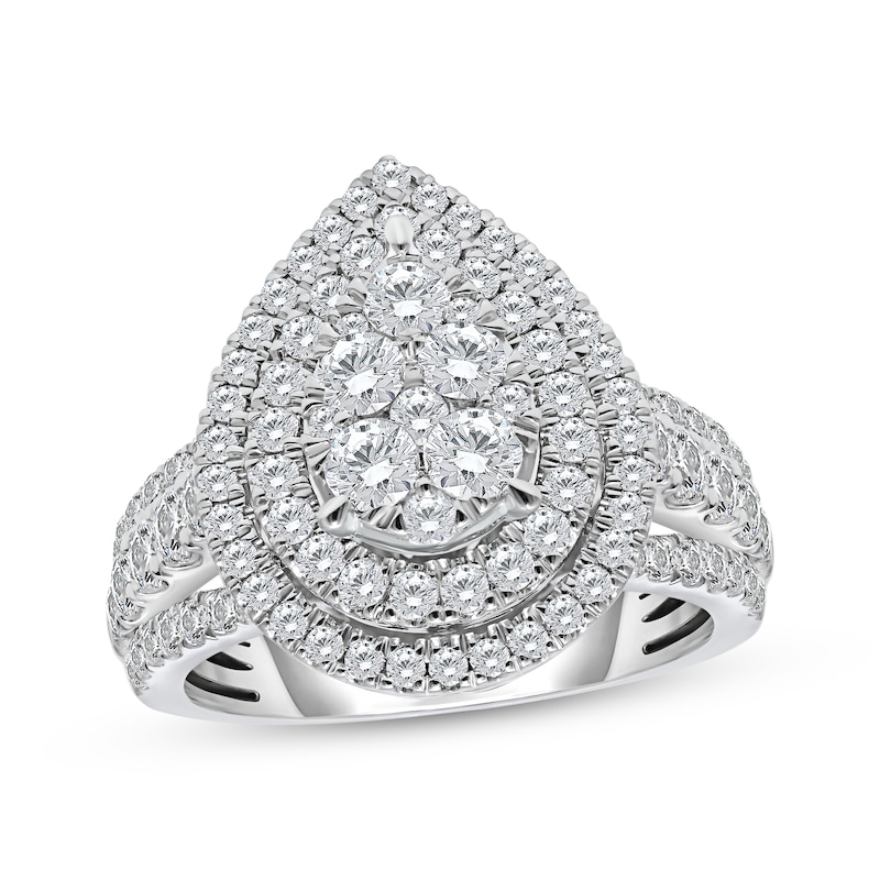 Main Image 1 of Now + Forever Multi-Diamond Center Pear-Shaped Engagement Ring 2 ct tw 10K White Gold