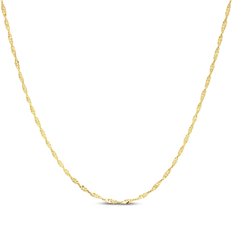 Solid Singapore Chain Necklace 1.45mm 14K Yellow Gold 20"
