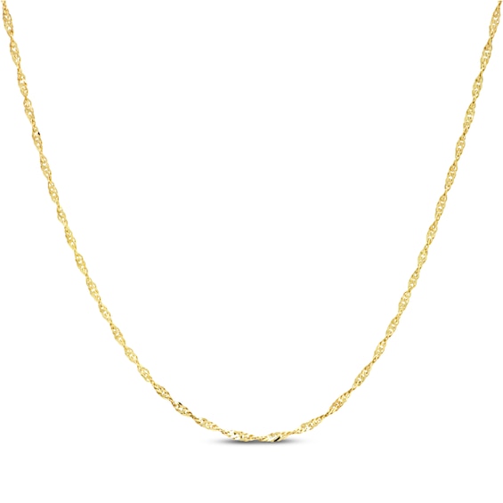 Solid Singapore Chain Necklace 1.45mm 14K Yellow Gold 16"