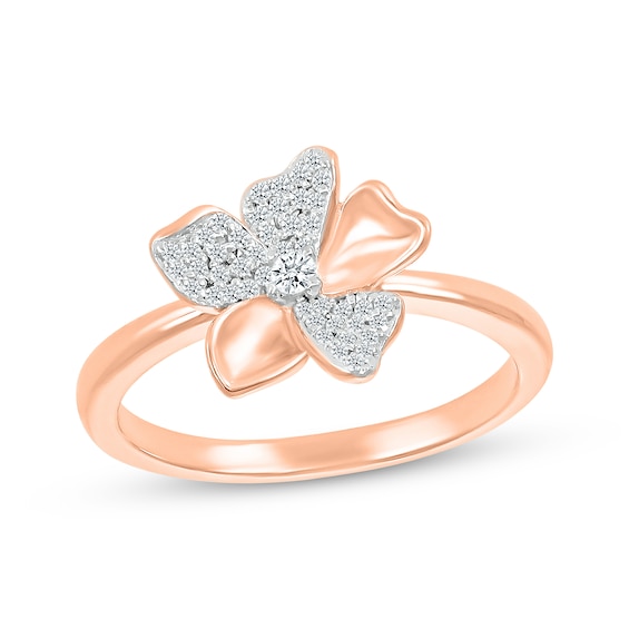 Diamond Flower Ring 1/6 ct tw 10K Rose Gold