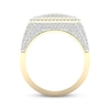 Thumbnail Image 4 of Men's Baguette & Round-Cut Diamond Octagon Double Frame Ring 2-1/2 ct tw 14K Yellow Gold Size 10