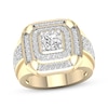 Thumbnail Image 1 of Men's Round-Cut Diamond Cushion-Shaped Ring 2 ct tw 14K Yellow Gold Size 10