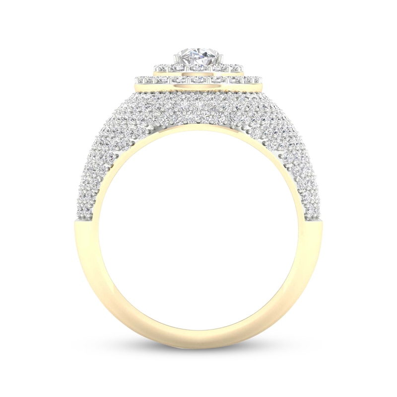 Main Image 4 of Men's Oval & Round-Cut Diamond Ring 3 ct tw 14K Yellow Gold Size 10