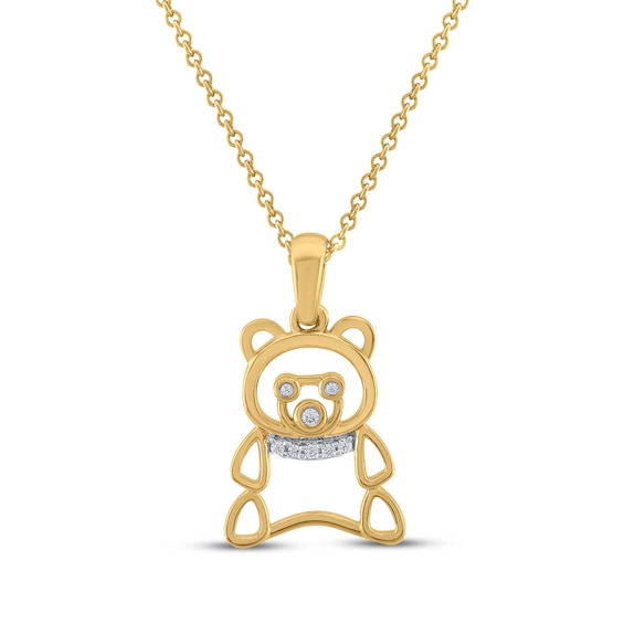 Teddy Bear Jewelry Collection Honoring St. Jude Diamond Accent Silhouette Necklace 10K Yellow Gold 18"