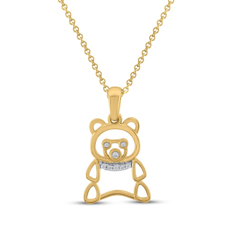 Main Image 1 of Teddy Bear Jewelry Collection Honoring St. Jude Diamond Accent Silhouette Necklace 10K Yellow Gold 18&quot;