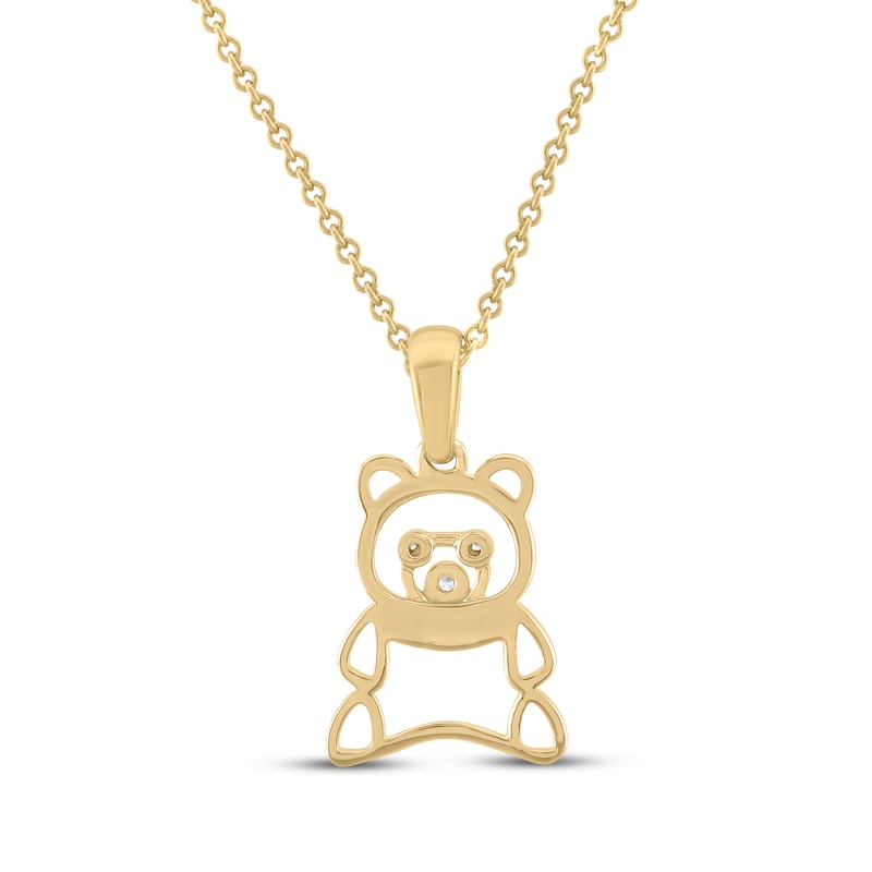 Main Image 3 of Teddy Bear Jewelry Collection Honoring St. Jude Diamond Accent Silhouette Necklace 10K Yellow Gold 18&quot;