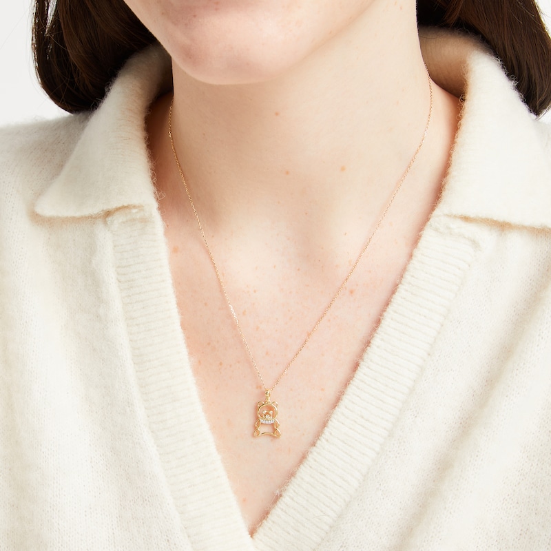 Main Image 5 of Teddy Bear Jewelry Collection Honoring St. Jude Diamond Accent Silhouette Necklace 10K Yellow Gold 18&quot;