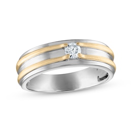 Now + Forever Men's Round-Cut Diamond Wedding Band 1/5 ct tw 10K Two-Tone Gold