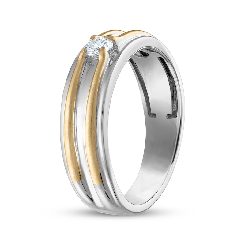 Main Image 2 of Now + Forever Men's Round-Cut Diamond Wedding Band 1/5 ct tw 10K Two-Tone Gold
