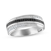 Thumbnail Image 0 of Men's Black & White Round-Cut Diamond Crossover Wedding Band 3/8 ct tw 10K White Gold