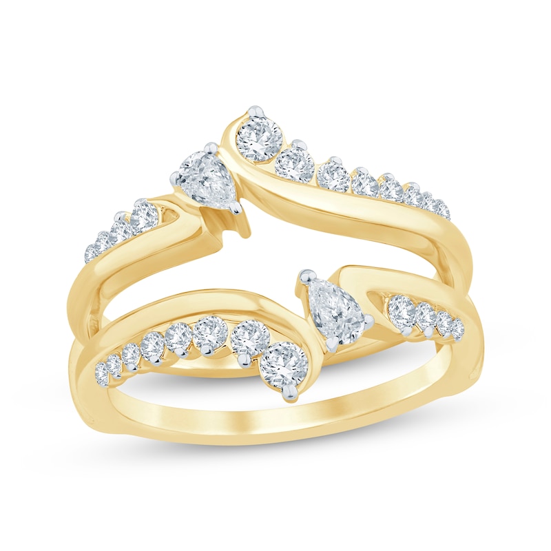 Main Image 1 of Now + Forever Pear-Shaped & Round-Cut Diamond Enhancer Ring 5/8 ct tw 14K Yellow Gold