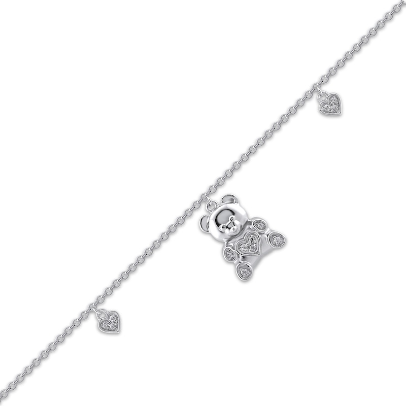 Main Image 2 of Teddy Bear Jewelry Collection Honoring St. Jude Diamond Charm Bracelet 1/20 ct tw Sterling Silver 7.5&quot;