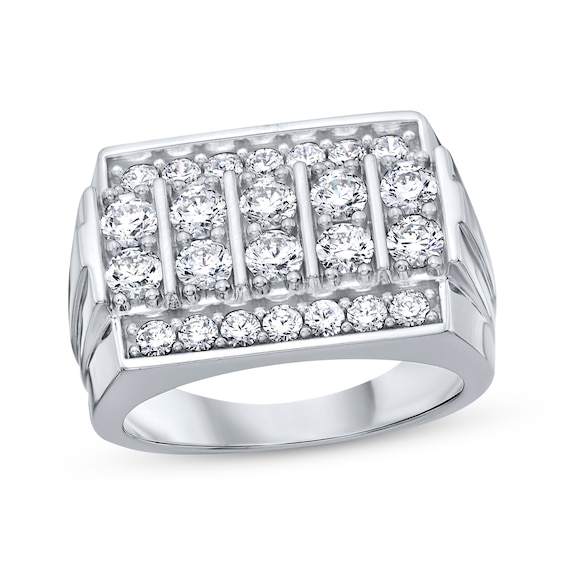 Men's Diamond Four-Row Ring 2 ct tw Sterling Silver