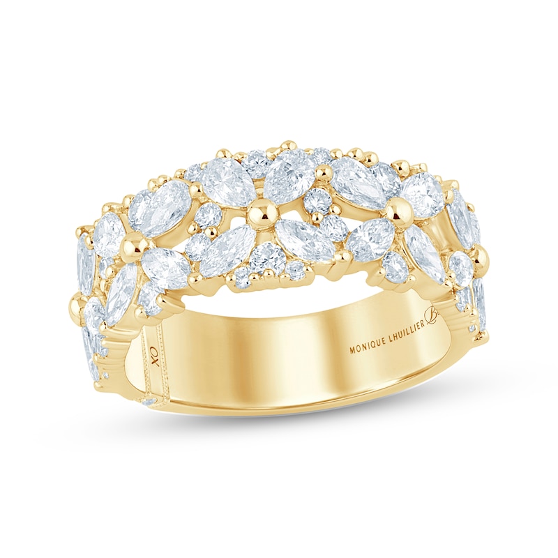 Monique Lhuillier Bliss Pear-Shaped, Marquise & Round-Cut Lab-Created Diamond Anniversary Ring 2 ct tw 18K Yellow Gold