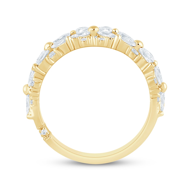 Monique Lhuillier Bliss Pear-Shaped, Marquise & Round-Cut Lab-Created Diamond Anniversary Ring 2 ct tw 18K Yellow Gold