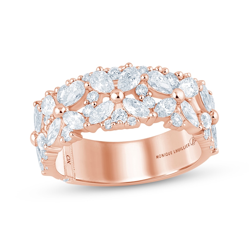 Main Image 1 of Monique Lhuillier Bliss Pear-Shaped, Marquise & Round-Cut Lab-Grown Diamond Anniversary Ring 2 ct tw 18K Rose Gold