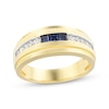 Thumbnail Image 1 of Now + Forever Men's Square-Cut Blue Sapphire & Diamond Wedding Band 1/4 ct tw 10K Yellow Gold