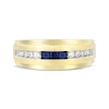 Thumbnail Image 4 of Now + Forever Men's Square-Cut Blue Sapphire & Diamond Wedding Band 1/4 ct tw 10K Yellow Gold