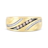 Thumbnail Image 4 of Now + Forever Men's Brown & White Diamond Diagonal Wedding Band 1/4 ct tw 10K Yellow Gold