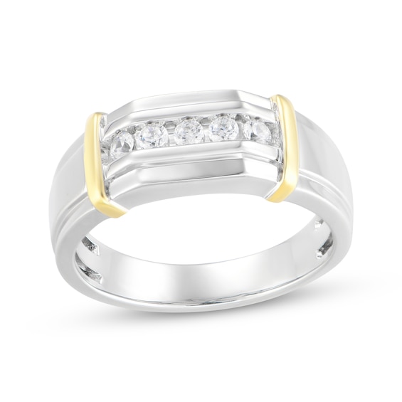 Now + Forever Men's Diamond Angled Wedding Band 1/4 ct tw 10K Two-Tone Gold
