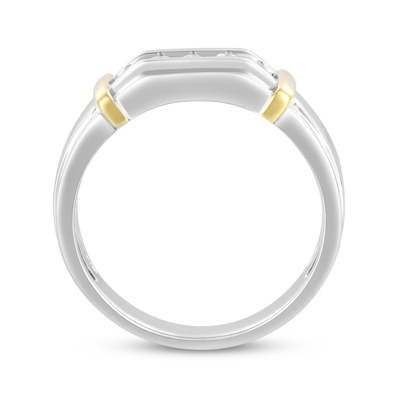 Main Image 3 of Now + Forever Men's Diamond Angled Wedding Band 1/4 ct tw 10K Two-Tone Gold