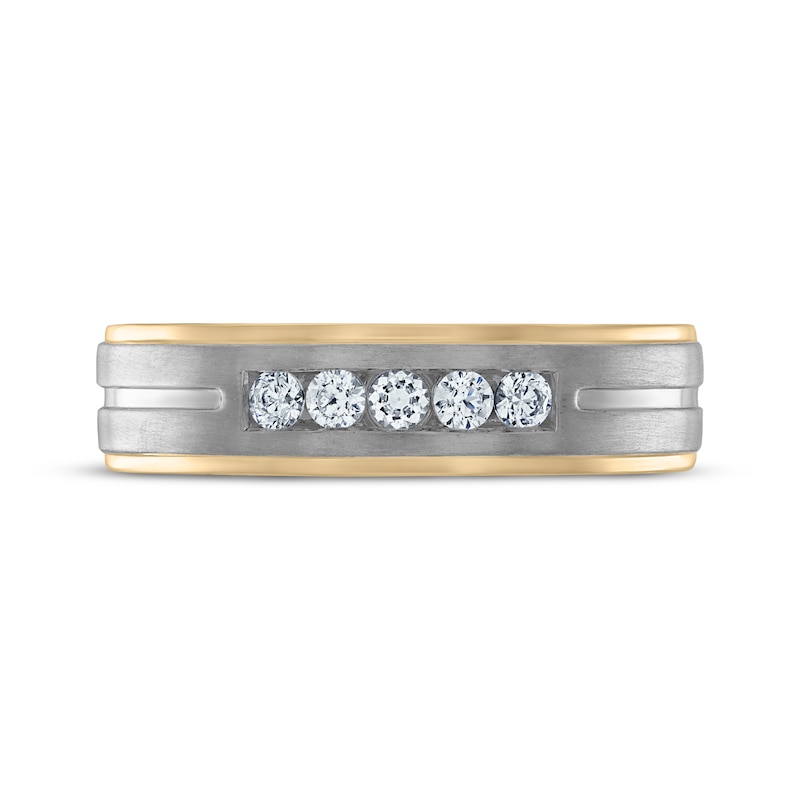 Main Image 3 of Now + Forever Men's Diamond Wedding Band 1/4 ct tw 14K Two-Tone Gold