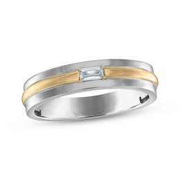 Now + Forever Men's Diamond Solitaire Wedding Band 1/15 ct tw 14K Two-Toned Gold
