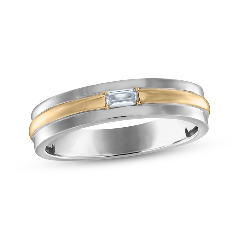 Main Image 1 of Now + Forever Men's Diamond Solitaire Wedding Band 1/15 ct tw 14K Two-Toned Gold