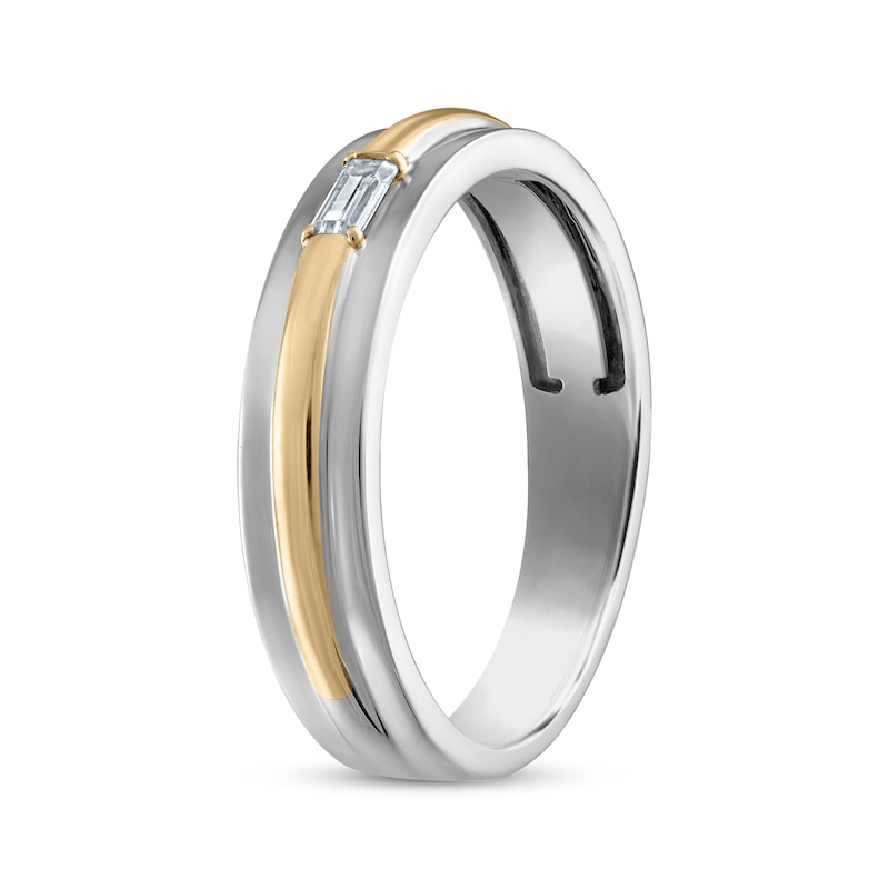 Main Image 2 of Now + Forever Men's Diamond Solitaire Wedding Band 1/15 ct tw 14K Two-Toned Gold