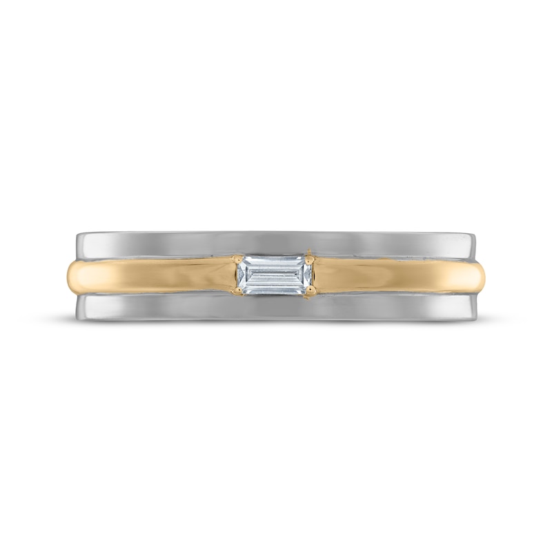 Main Image 3 of Now + Forever Men's Diamond Solitaire Wedding Band 1/15 ct tw 14K Two-Toned Gold