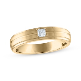 Now + Forever Men's Square-Cut Diamond Solitaire Wedding Band 1/10 ct tw 14K Yellow Gold