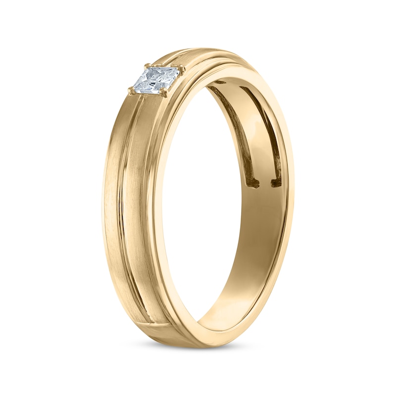 Main Image 2 of Now + Forever Men's Square-Cut Diamond Solitaire Wedding Band 1/10 ct tw 14K Yellow Gold