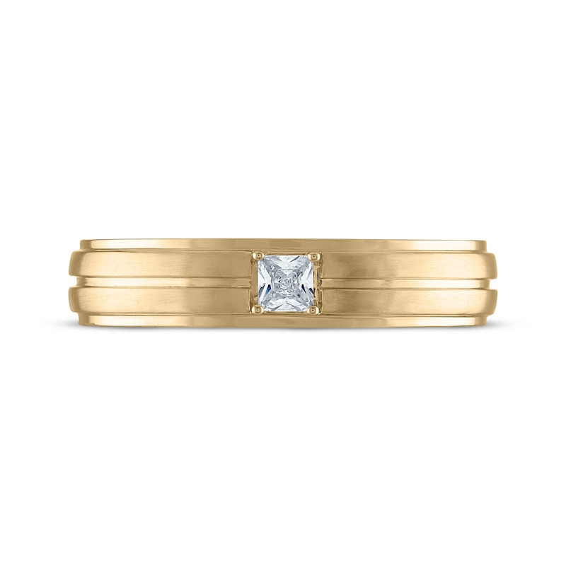 Main Image 3 of Now + Forever Men's Square-Cut Diamond Solitaire Wedding Band 1/10 ct tw 14K Yellow Gold